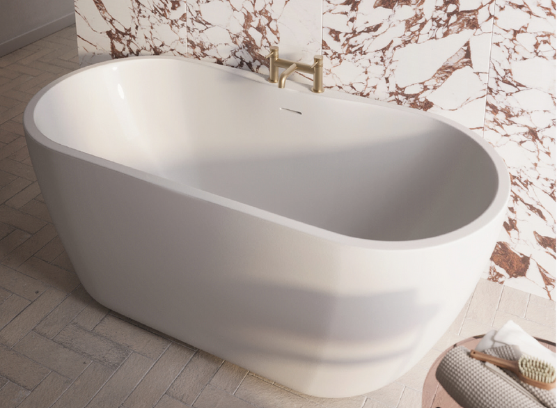 Scudo Onyx Oval Shape 1555x745mm Freestanding Bath Double Ended White BATH-DE1555