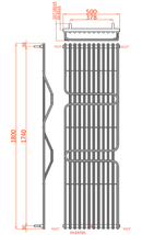 Reina Aletta Vertical Designer Towel Radiator - 1800mm x 500mm - Anthracite