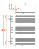 Reina Chisa Vertical Designer Heated Towel Rail - 1130x500mm - White RND-CHS113W