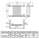 Reina Camden Horizontal Traditional Heated Towel Rail - 493mm x 625mm - White