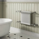 Reina Camden Horizontal Traditional Heated Towel Rail - 493mm x 743mm - White