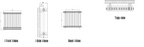 Reina Hedingham Horizontal Column Radiator - 600mm x 600mm - Black