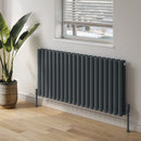 Reina Neva Double Horizontal Designer Radiator - 550mm x 1180mm -  Anthracite