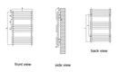 Reina Kale Vertical Heated Towel Rail - 816x500mm - Black RND-KLE095K