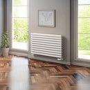 Reina Nevah Double Horizontal Designer Radiator - 590mm x 1000mm - White