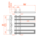 Reina Pietra Designer Heated Towel Rail - 1100mm x 530mm - Anthracite