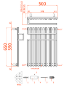 Reina Sori Vertical Designer Radiator - 650mm x 500mm - Anthracite