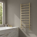 Reina Serena Square Tube Heated Towel Rail - 1200mm x 500mm - Brushed Brass