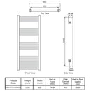 Reina Ottone Heated Towel Rail - 1200x500mm - Brushed Brass RND-OTO120050B