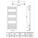 Reina Ottone Heated Towel Rail - 1200mm x 500mm - Brushed Gun Metal