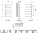Reina Celico Vertical Designer Heated Towel Rail - 585mm x 500mm - Polished Stainless Steel