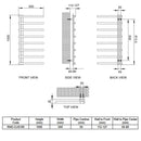 Reina Celico Vertical Designer Heated Towel Rail - 1000mm x 500mm - Polished Stainless Steel