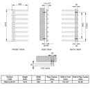 Reina Celico Vertical Designer Heated Towel Rail - 1415mm x 500mm - Polished Stainless Steel