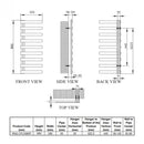 Reina Capelli Vertical Designer Heated Towel Rail - 800mm x 500mm - Polished Stainless Steel