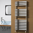 Reina Helin Vertical Designer Heated Towel Rail - 1120mm x 500mm - Polished Stainless Steel