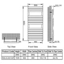 Reina Helin Vertical Designer Heated Towel Rail - 1535mm x 500mm - Polished Stainless Steel