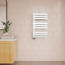 Reina Ricadi Vertical Designer Heated Towel Rail - 840mm x 500mm - Polished Stainless Steel