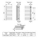 Reina Ricadi Vertical Designer Heated Towel Rail - 840x500mm - Polished Stainless Steel RNS-RC5084
