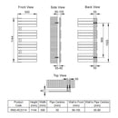 Reina Ricadi Vertical Designer Heated Towel Rail - 1140mm x 500mm - Polished Stainless Steel
