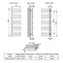 Reina Ricadi Vertical Designer Heated Towel Rail - 1440x500mm - Polished Stainless Steel RNS-RC5144