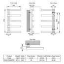 Reina Piazza Designer Heated Towel Rail - 870x500mm - Polished Stainless Steel RNSPZA0875P