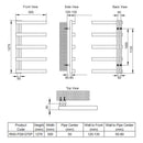 Reina Piazza Designer Heated Towel Rail - 1270mm x 500mm - Polished Stainless Steel