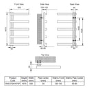 Reina Piazza Designer Heated Towel Rail - 1670mm x 500mm - Polished Stainless Steel