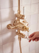 Tavistock Lansdown Dual Function Shower System With Overhead Shower & Handset Brushed Brass SLD1702