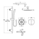 Roca T-500 Round 2 Outlet Thermostatic Concealed Shower Valve With Shower Head, Handset And Rail Kit