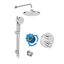 Roca T-500 Round 2 Outlet Thermostatic Concealed Shower Valve With Shower Head, Handset And Rail Kit