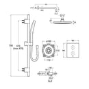 Roca T-500 Square 2 Outlet Thermostatic Concealed Shower Valve With Shower Head, Handset And Rail Kit