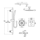 Roca T-3000 Switch Square 2 Outlet Thermostatic Concealed Shower Valve With Shower Head, Handset And Slide Rail Kit