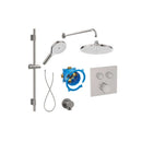 Roca T-3000 Switch Square 2 Outlet Thermostatic Concealed Shower Valve With Shower Head, Handset And Slide Rail Kit