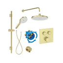 Roca T-3000 Switch Square 2 Outlet Thermostatic Concealed Shower Valve With Shower Head, Handset And Slide Rail Kit