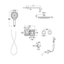 Roca T-Multi 2 Outlet Thermostatic Concealed Shower Valve With Shower Head, Handset And Overflow Bath Filler