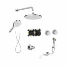 Roca T-Multi 2 Outlet Thermostatic Concealed Shower Valve With Shower Head, Handset And Overflow Bath Filler