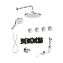 Roca T-Multi Switch 3 Outlet Thermostatic Concealed Shower Valve With Shower Head, Handset And Overflow Bath Filler