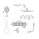 Roca T-Multi Switch 3 Outlet Thermostatic Concealed Shower Valve With Shower Head, Handset And Overflow Bath Filler