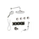 Roca T-Multi Switch 3 Outlet Thermostatic Concealed Shower Valve With Shower Head, Handset And Overflow Bath Filler