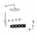 Roca T-Multi Switch 3 Outlet Thermostatic Concealed Shower Valve With Shower Head, Pencil Handset, Hose And Overflow Bath Filler