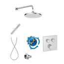 Roca T-3000 Switch Square 2 Outlet Thermostatic Concealed Shower Valve With Shower Head, Handset And Holder