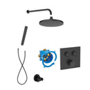Roca T-3000 Switch Square 2 Outlet Thermostatic Concealed Shower Valve With Shower Head, Handset And Holder