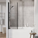Roman Lumin8 Inward Opening Bath Screen - 1500mm x 910mm - 8mm Glass - Matt Black
