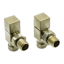 Reina Loge Angled Radiator Valve - Brushed Stainless Steel