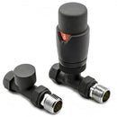 Reina Modal Lockshield Thermostatic Straight Radiator Valve - Anthracite
