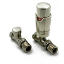 Reina Modal Lockshield Thermostatic Straight Radiator Valve - Brushed Stainless Steel