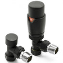 Reina Modal Lockshield Thermostatic Angled Radiator Valve - Black