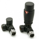 Reina Modal Lockshield Thermostatic Corner Radiator Valve - Black