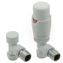 Reina Modal Lockshield Thermostatic Angled Radiator Valve - White