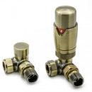 Reina Modal Lockshield Thermostatic Corner Radiator Valve - Bronze